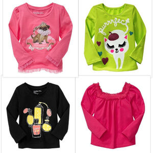 NWT Baby Gap Girls 4pc Tees Top Lot 3T